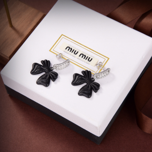 Luxury Womens Jewelry MiuMiu Earring Miu Miu Black Bowknot Earrings A152PP120 AA172769