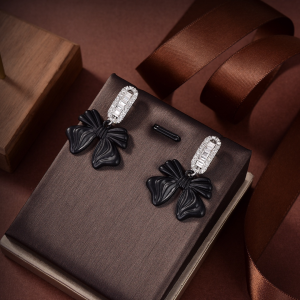 Luxury Womens Jewelry MiuMiu Earring Miu Miu Black Bowknot Earrings A152PP120 AA172769