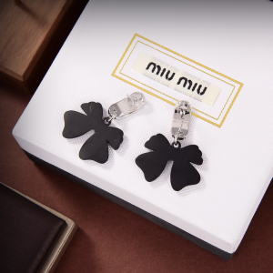 Luxury Womens Jewelry MiuMiu Earring Miu Miu Black Bowknot Earrings A152PP120 AA172769