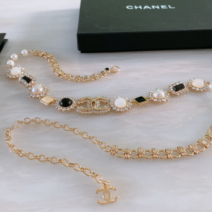 Luxury Womens Belts Chanel 2022 Chain Belt with Crystals CC A191PP280 AA173553