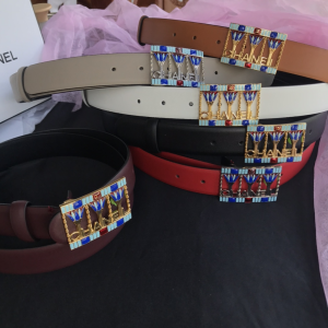 Luxury Womens Belts Chanel 2022 Leather Belt in Black 30MM A191PP240 AA173544