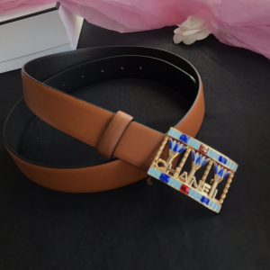 Luxury Womens Belts Chanel 2022 Leather Belt in Tan 30MM A191PP240 AA173547