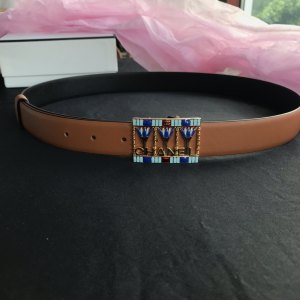 Luxury Womens Belts Chanel 2022 Leather Belt in Tan 30MM A191PP240 AA173547