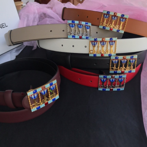 Luxury Womens Belts Chanel 2022 Leather Belt in Tan 30MM A191PP240 AA173547