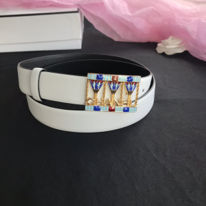 Chanel 2022 Leather Belt White 30MM 