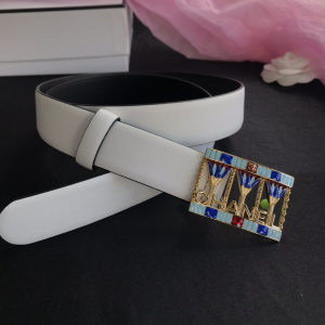 Luxury Womens Belts Chanel 2022 Leather Belt in White 30MM A191PP240 AA173548