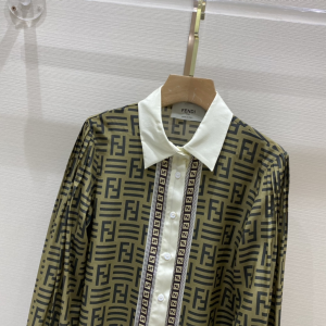 Luxury Womens Clothing Fendi 2022 FF Logo Silk Shirt SMLXL A29PP580 AA173593