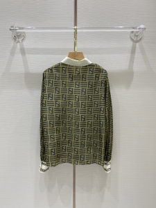 Luxury Womens Clothing Fendi 2022 FF Logo Silk Shirt SMLXL A29PP580 AA173593