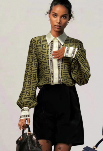 Luxury Womens Clothing Fendi 2022 FF Logo Silk Shirt SMLXL A29PP580 AA173593