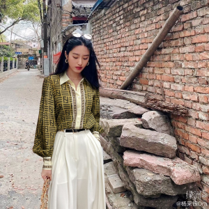 Luxury Womens Clothing Fendi 2022 FF Logo Silk Shirt SMLXL A29PP580 AA173593