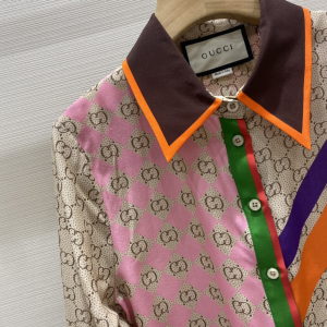 Luxury Womens Clothing Gucci GG Silk Shirt SMLXL A29PP680 AA173597