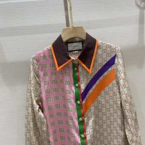 Luxury Womens Clothing Gucci GG Silk Shirt SMLXL A29PP680 AA173597