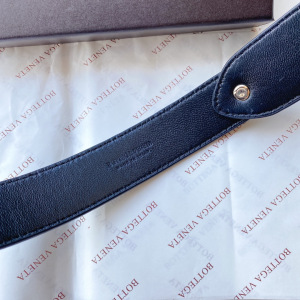 Luxury Womens Belts Bottega Veneta Black Leather Belt 40MM A175PP240 AA174028