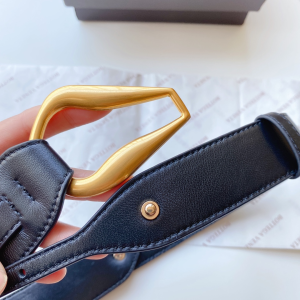 Luxury Womens Belts Bottega Veneta Black Leather Belt 40MM A175PP240 AA174028