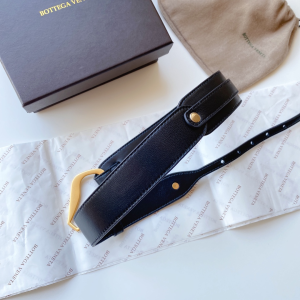 Luxury Womens Belts Bottega Veneta Black Leather Belt 40MM A175PP240 AA174028