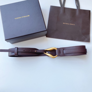 Luxury Womens Belts Bottega Veneta Brown Leather Belt 40MM A175PP240 AA174030