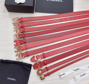Chanel 2022 Red Leather Belt 