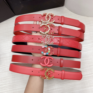 Luxury Womens Belts Chanel 2022 Red Leather Belt A175PP240 AA174041