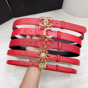 Luxury Womens Belts Chanel 2022 Red Leather Belt A175PP240 AA174041