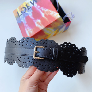 Loewe Black Leather Wide Belt 70MM 