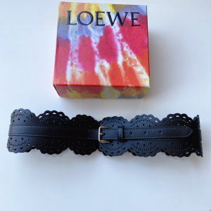 Luxury Womens Belts Loewe Black Leather Wide Belt 70MM A175PP340 AA174027