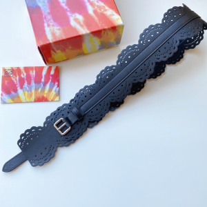 Luxury Womens Belts Loewe Black Leather Wide Belt 70MM A175PP340 AA174027