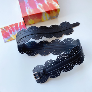 Luxury Womens Belts Loewe Black Leather Wide Belt 70MM A175PP340 AA174027