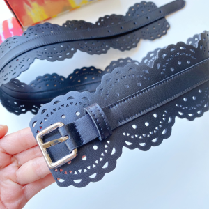 Luxury Womens Belts Loewe Black Leather Wide Belt 70MM A175PP340 AA174027