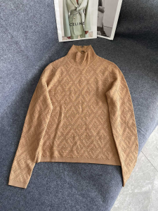 Luxury Womens Clothing Fendi Beige Velvet and Viscose Sweaters SML A29PP680 AA174167