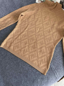 Luxury Womens Clothing Fendi Beige Velvet and Viscose Sweaters SML A29PP680 AA174167