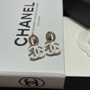 Chanel Earrings Chanel White CC Logo Earrings 