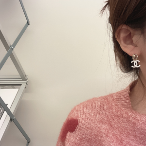Replica Womens Jewelry Chanel Earring Chanel White CC Logo Earrings A152PP100 AA175162