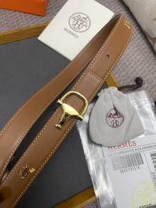 Replica Womens Belts Hermes 2022 Leather Belt in Brown 25MM A175PP240 AA175587