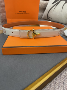 Replica Womens Belts Hermes 2022 Leather Belt in White 25MM A175PP240 AA175589