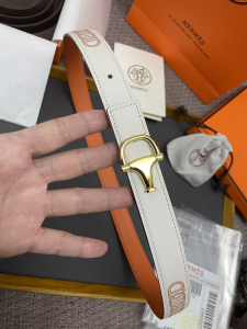 Replica Womens Belts Hermes 2022 Leather Belt in White 25MM A175PP240 AA175589