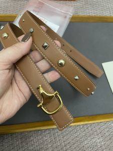 Hermes Stud Leather Belt Brown 25MM 