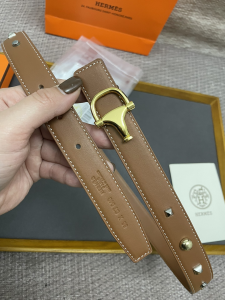 Replica Womens Belts Hermes Stud Leather Belt in Brown 25MM A175PP240 AA175586
