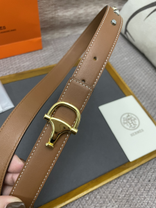 Replica Womens Belts Hermes Stud Leather Belt in Brown 25MM A175PP240 AA175586