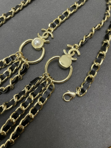 Luxury Womens Belts Chanel 2022 Chain and Leather Belts A175PP280 AA176082