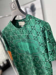 Luxury Mens Clothing Gucci GG Cotton T Shirt in Green M To XXXL A168PP480 AA176264