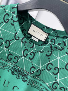 Luxury Mens Clothing Gucci GG Cotton T Shirt in Green M To XXXL A168PP480 AA176264