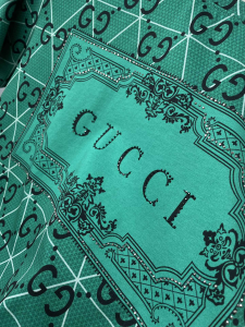 Luxury Mens Clothing Gucci GG Cotton T Shirt in Green M To XXXL A168PP480 AA176264