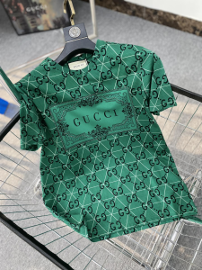 Luxury Mens Clothing Gucci GG Cotton T Shirt in Green M To XXXL A168PP480 AA176264