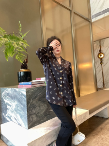 Luxury Womens Clothing Chanel Allover CC Logo Jacket in Black SML A29PP780 AA176126