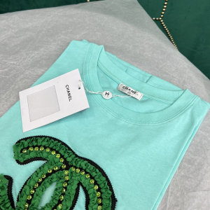 Replica Womens Clothing Chanel CC Logo Cotton T Shirt in Blue SML A154PP280 AA176520