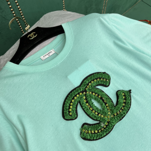 Replica Womens Clothing Chanel CC Logo Cotton T Shirt in Blue SML A154PP280 AA176520