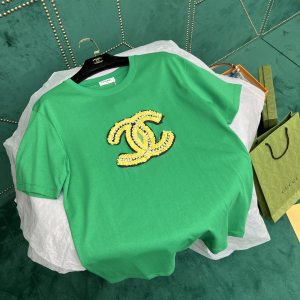 Chanel CC Logo Cotton T Shirt Green 