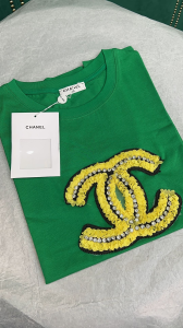 Replica Womens Clothing Chanel CC Logo Cotton T Shirt in Green SML A154PP280 AA176521