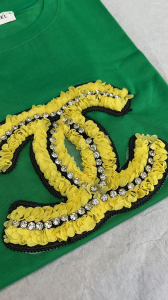 Replica Womens Clothing Chanel CC Logo Cotton T Shirt in Green SML A154PP280 AA176521