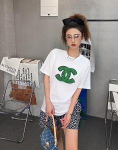 Replica Womens Clothing Chanel CC Logo Cotton T Shirt in White SML A154PP280 AA176519